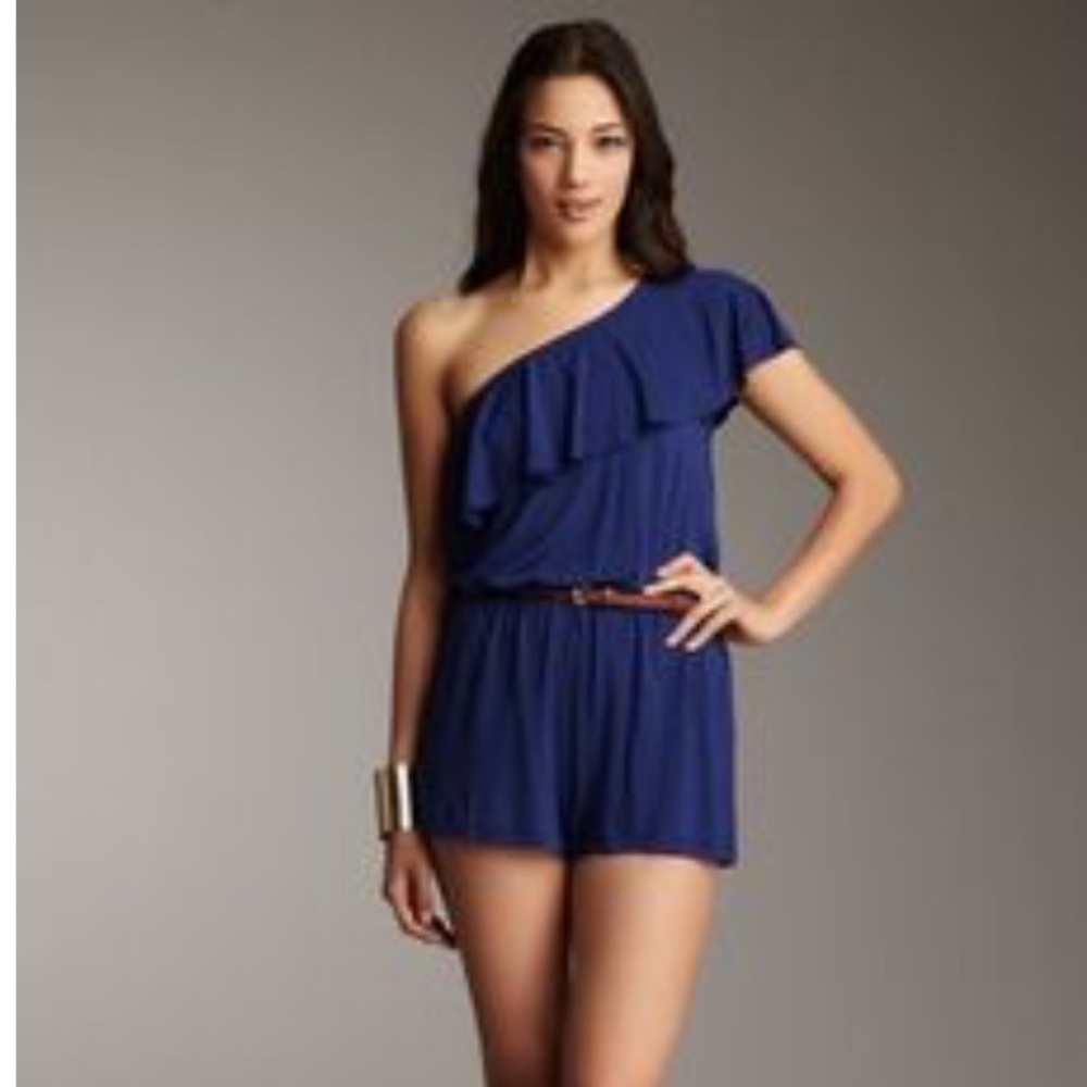 Elegant One Shoulder Tart Wendy Romper Blue Size S